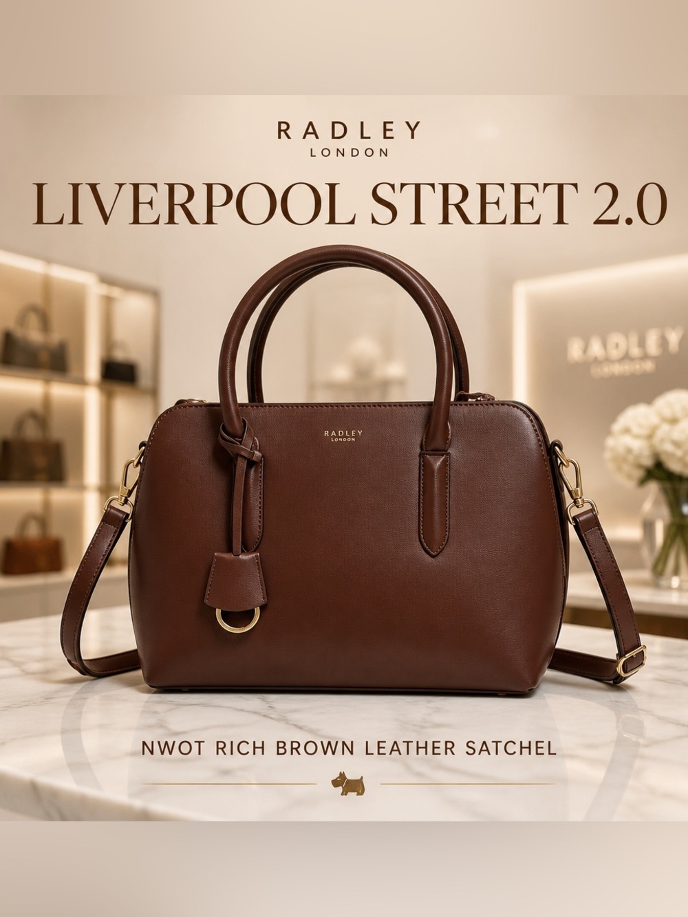 RADLEY LONDON Liverpool Street 2.0 Rich Brown Leather Satchel shoulder bag